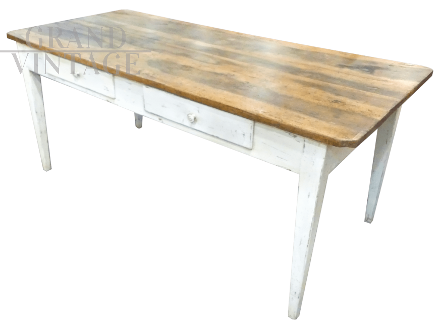 Grande tavolo fine '700 con 2 cassetti