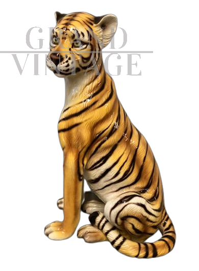 Grande tigre in ceramica vintage anni '70                            