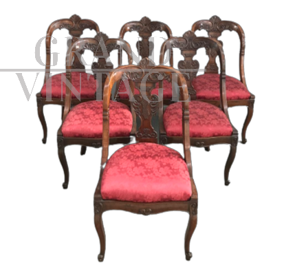 Gruppo di 6 sedie a gondola Impero, XIX secolo