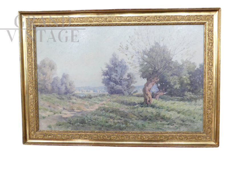 Gustave Maincent - dipinto paesaggio di campagna, Francia '800