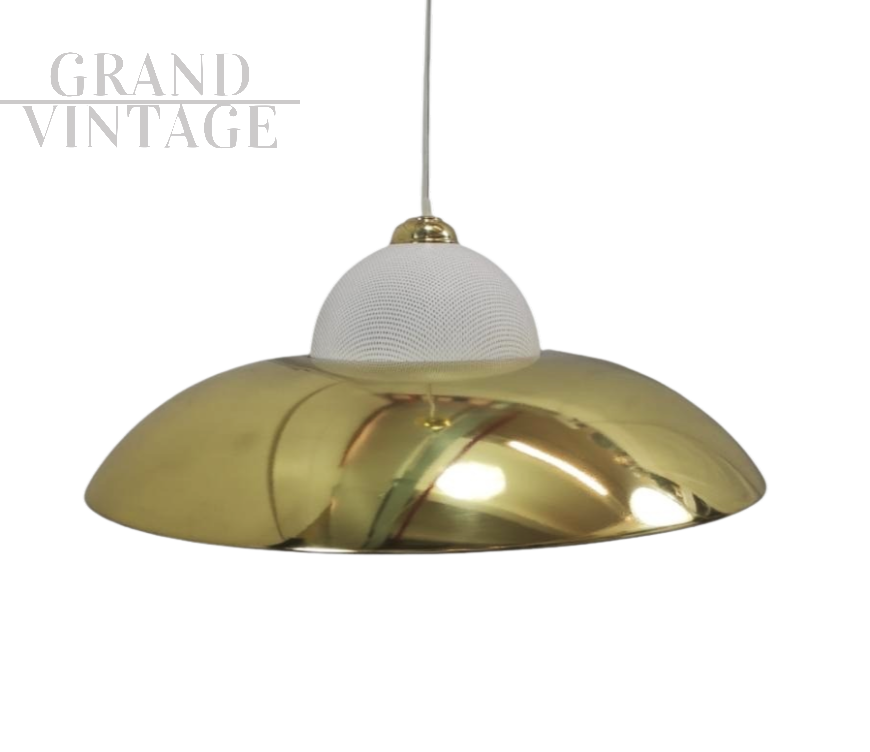 Lampada a sospensione vintage in ottone, anni '70                            