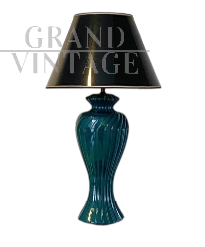 Lampada da tavolo in ceramica smaltata verde, Italia anni '70                            
