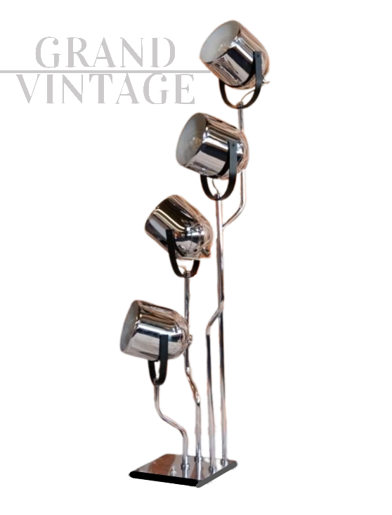 Lampada piantana attr. Goffredo Reggiani con 4 faretti orientabili                            