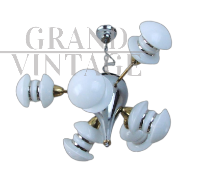 Lampadario space age cromato, anni '60                       
                            