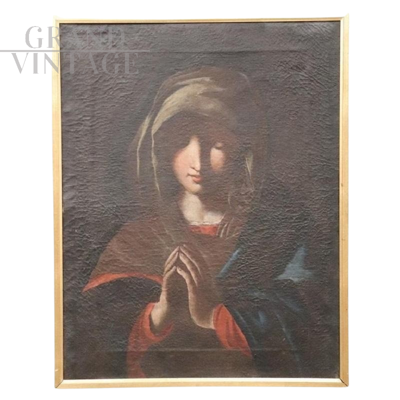 Madonna in preghiera, dipinto olio su tela di scuola italiana del '700                            