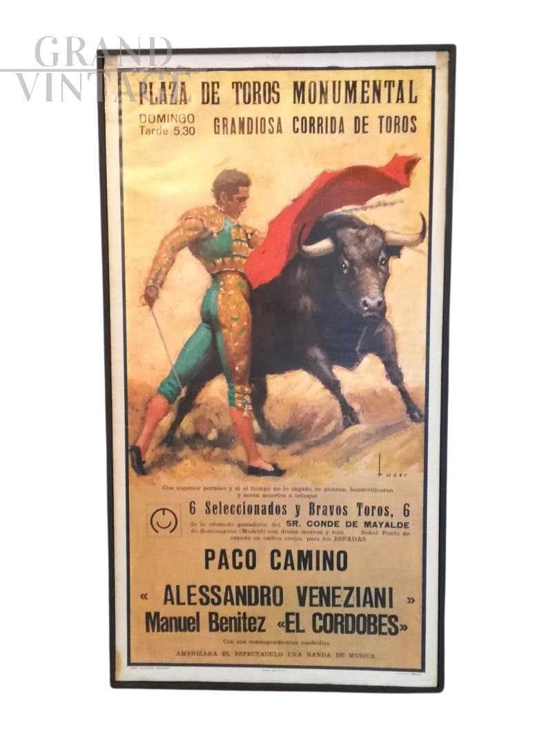 Manifesto vintage della Corrida di Madrid, anni '50                            