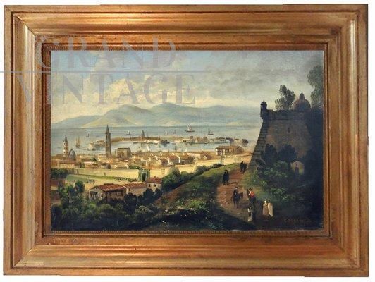 Messina, dipinto di E. Ferrante, scuola Posillipo, olio su tela 