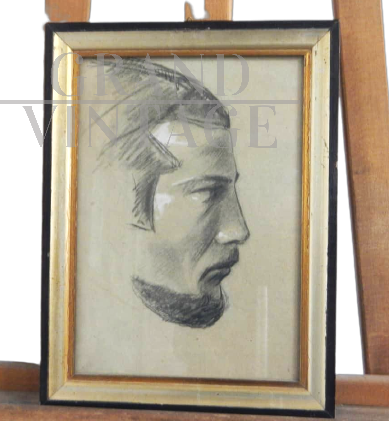 Mina Anselmi - dipinto Profili d'Uomo, ritratto del 1964                            