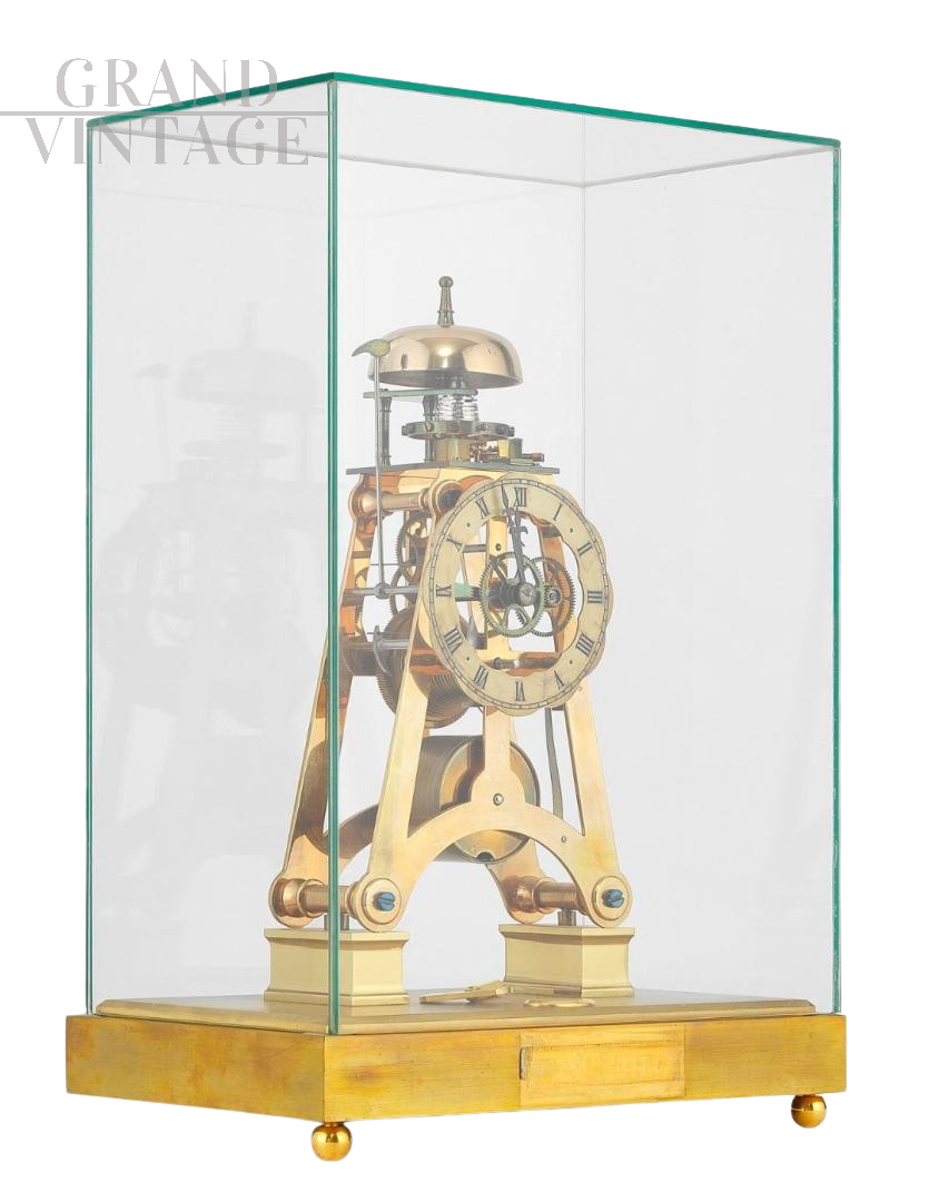 Orologio a pendolo Dent London in ottone con teca di vetro                            