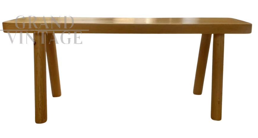 Panca di René Martin per Charlotte Perriand in legno di pino                            