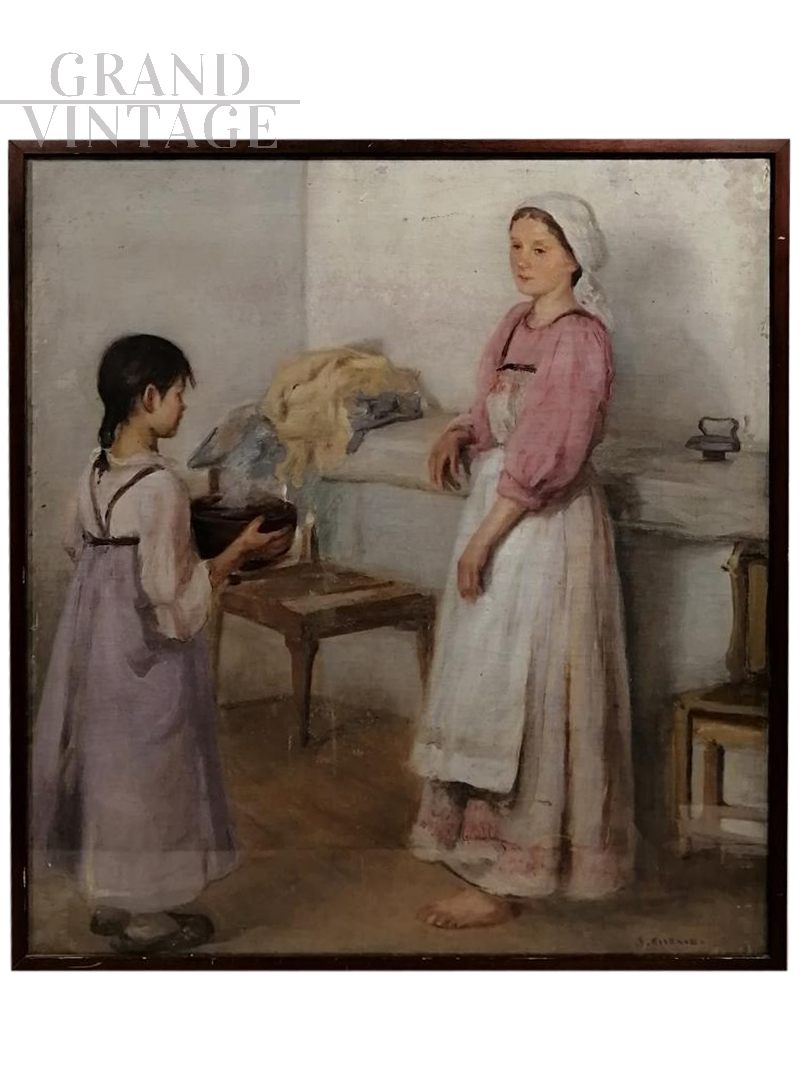 Dipinto con scena familiare