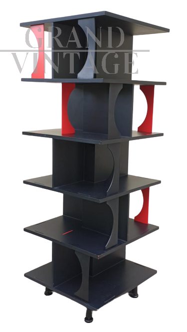 Coppia di ibrerie girevoli a colonna in legno, Anna Castelli Ferrieri per Kartell, 1982