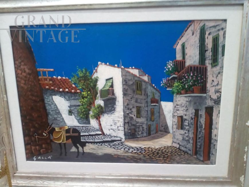 Giuseppe Gallà - dipinto con paesaggio siciliano 