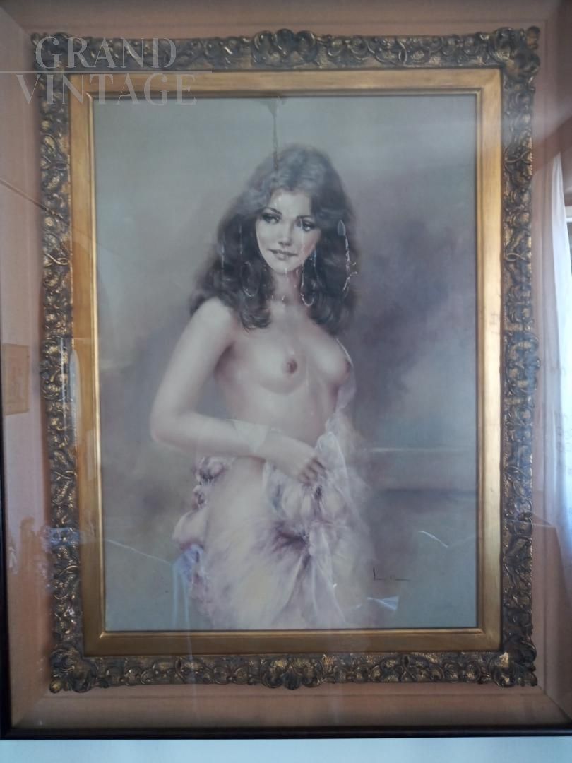 Luigi Rocca - Dipinto di nudo femminile olio su tela, primi anni '80                            