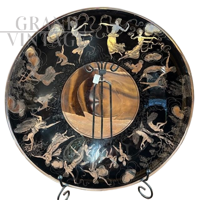 Piatto neoclassico in vetro Vedar Milano, anni '30                            