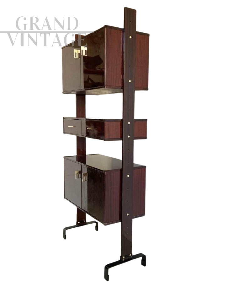 Piccola libreria modulare vintage RB Rossana in mogano, anni '50                            