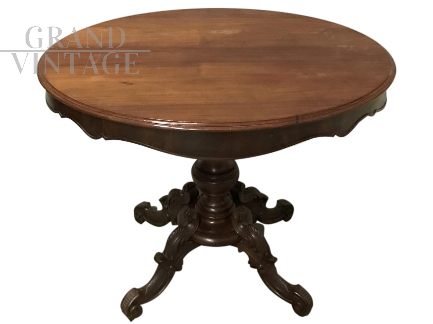 Piccolo tavolo ovale antico in mogano dell'800