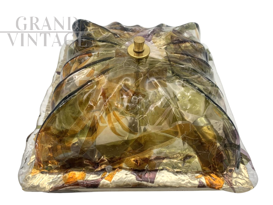 Plafoniera applique vintage La Murrina in vetro di Murano ambra                            