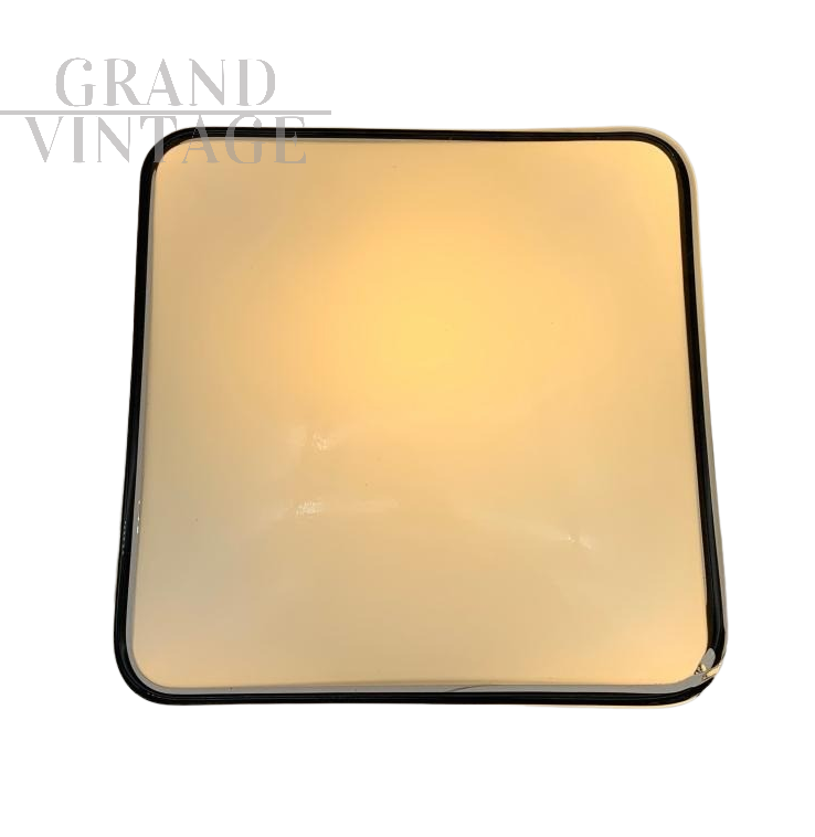 Plafoniera o applique quadrata attr. Venini in vetro di Murano anni '70                            