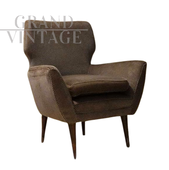 Poltrona Art Déco in tessuto marrone                            