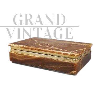 Scatola vintage in onice bruno, Italia anni '60                            