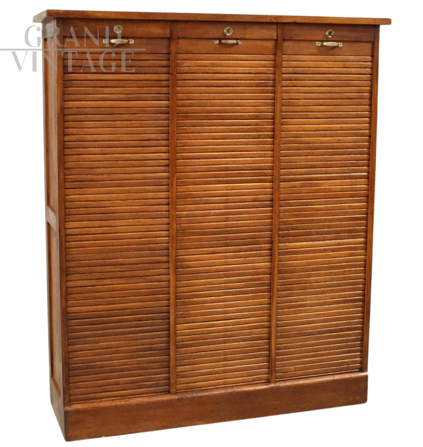 Schedario classificatore archivio da ufficio a tripla serranda in rovere                            