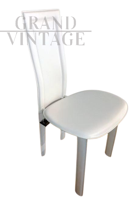 Sedia in stile Lara di Cattelan in cuoio bianco, anni 2000                            