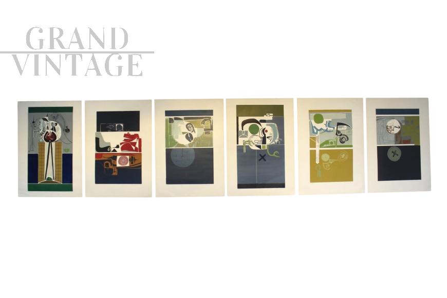 Set di 6 dipinti astratti di Ennio Tamburi, Italia 1966                            