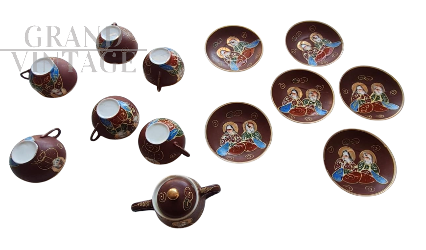 Set da caffè anni '60 - '70 con decoro giapponese                            