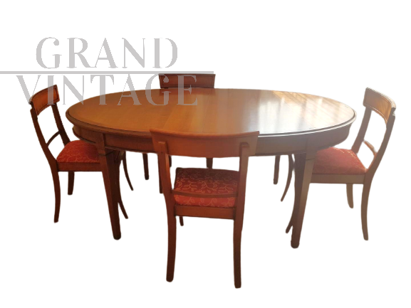 Set da pranzo Grange con tavolo allungabile e 4 sedie, anni '70                            