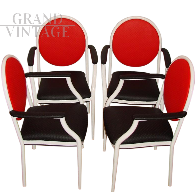 Set di 4 sedie vintage Souvignet Plichanse, Francia anni '70