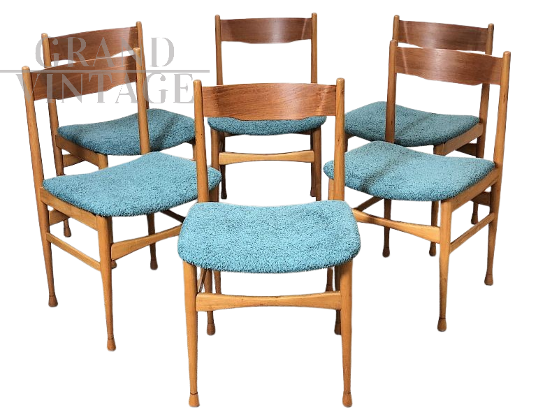 Set di 6 sedie vintage italiane in legno di faggio                            
