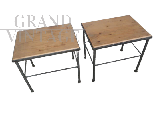 Sgabello industriale rettangolare anni '60