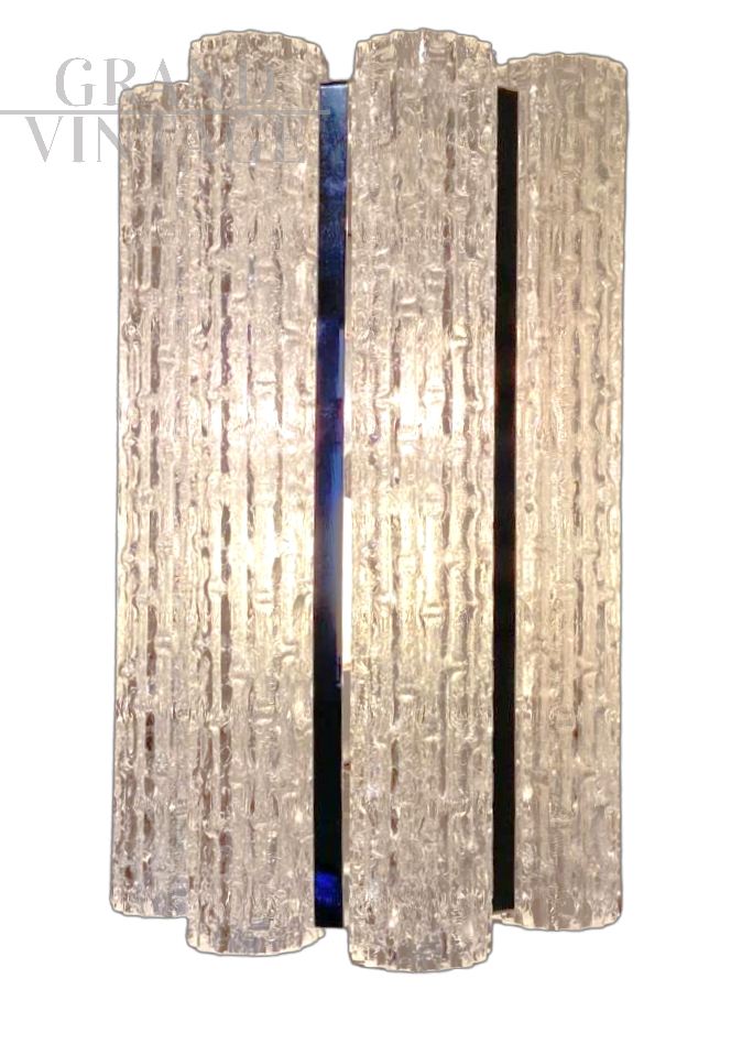 Splendida applique singola a tubi in vetro di Murano, anni '70                            