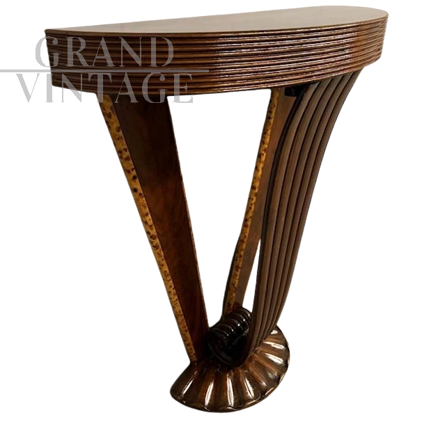 Splendida console art déco anni '40 in noce                            