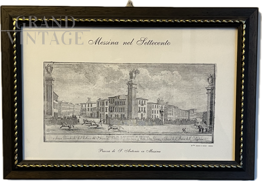 Stampa antica con Piazza Sant'Antonio in Messina del '700