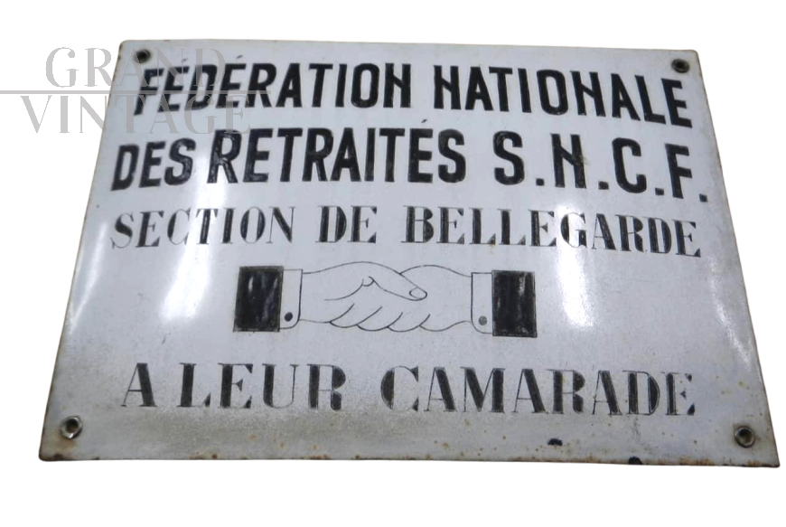 Targa in metallo Fédération Nationale des Retraités S.N.C.F,  Francia 1930