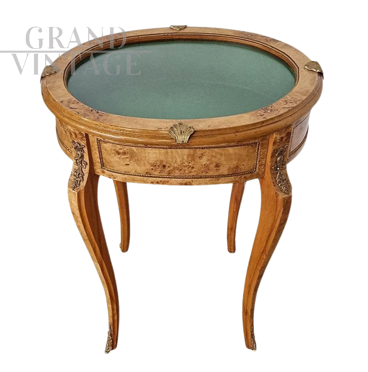 Tavolino con bacheca in stile antico Napoleone III                            