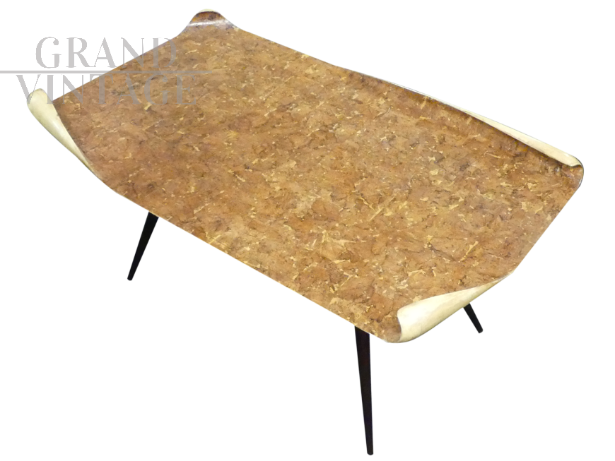 Tavolino Aldo Tura in radica e pergamena