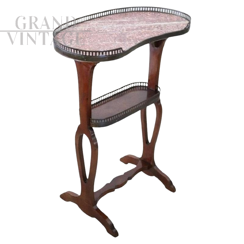 Tavolino da appoggio antico a fagiolo di fine XIX secolo                            