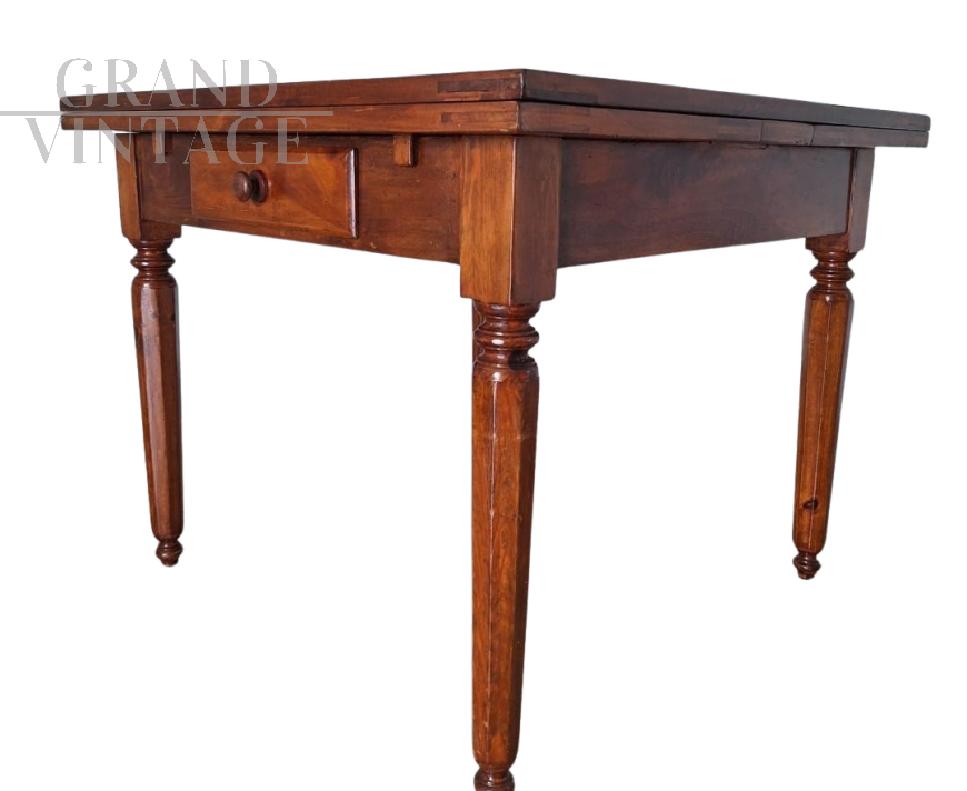 Tavolo antico Luigi Filippo allungabile a tiro, Italia '800                            