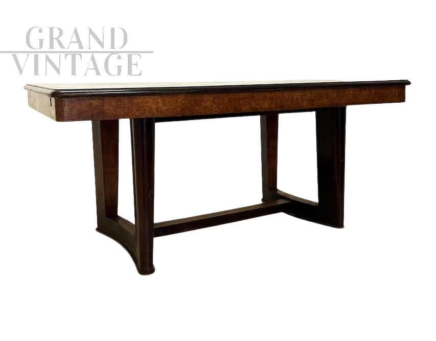 Tavolo Art Déco anni '30 in legno di palissandro e acero                            
