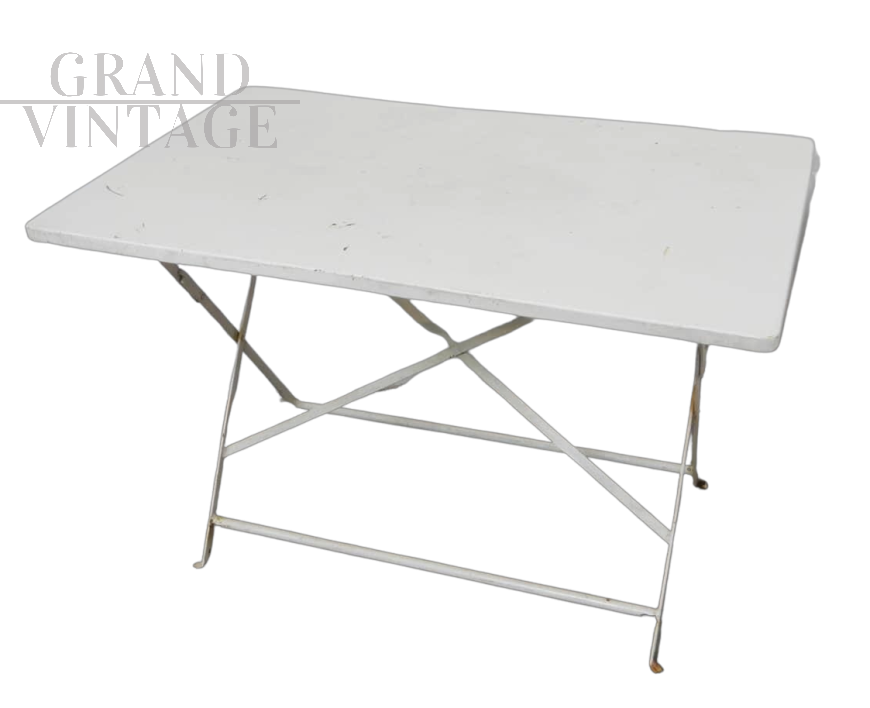 Tavolo da giardino vintage rettangolare bianco anni '80                            