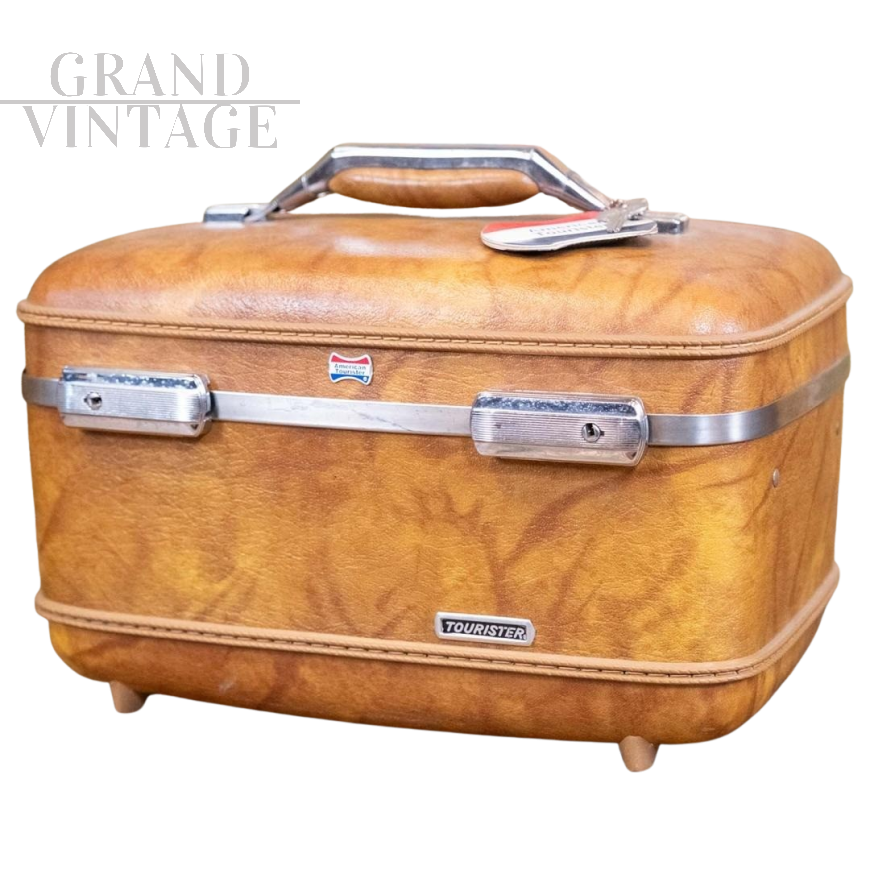 Valigetta beauty case vintage American Tourister marrone anni '60                            
