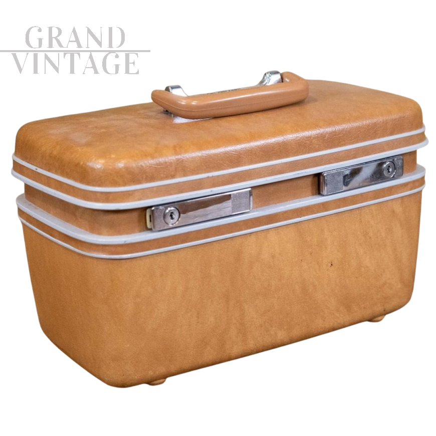 Valigetta beauty case vintage Samsonite marrone anni '60                            