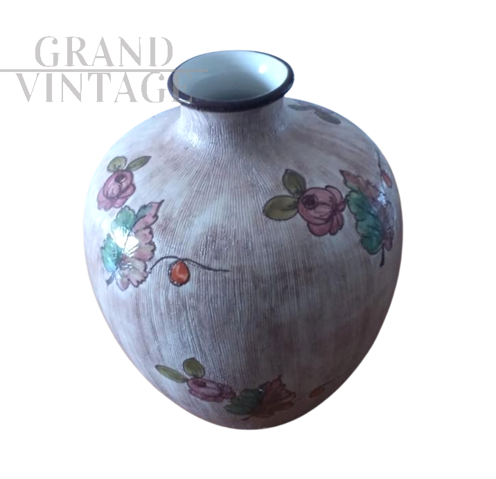 Vaso vintage italiano in ceramica dipinta                            