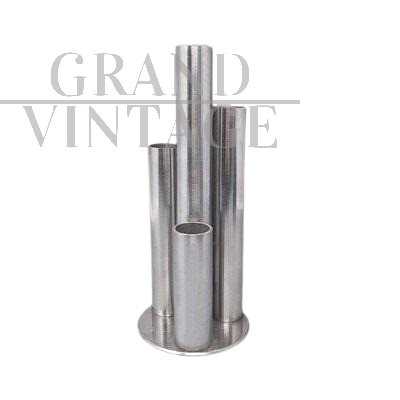 Vaso Space Age con tubi in acciaio, Italia anni '70                            