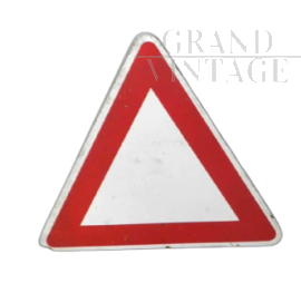 Cartello stradale vintage di precedenza, Italia 1970