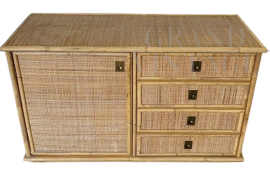 Cassettiera credenza Dal Vera in bamboo e midollino                            