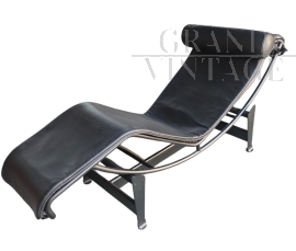Chaise Longue Le Corbusier Cassina originale in pelle nera                            